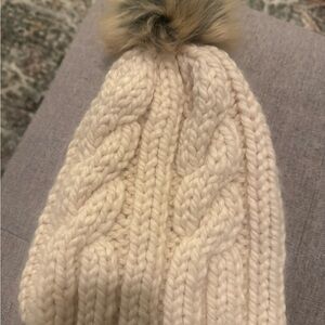 Cozy Cream Knit Pom-Pom Beanie for Kids